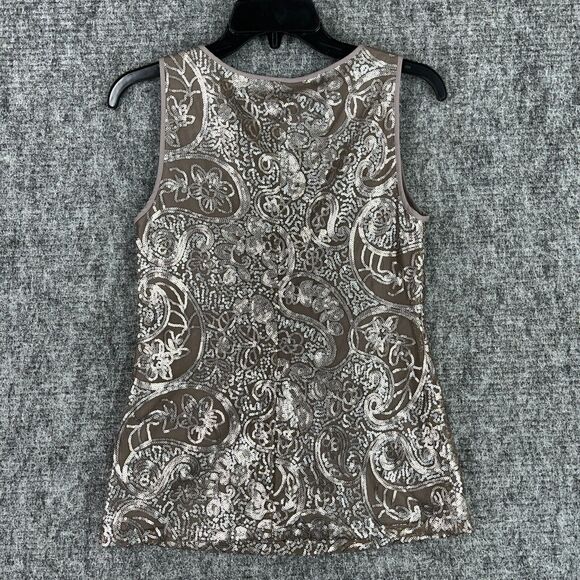 Banana Republic Shirt Womens 0 Gray Alina Sequin Tank Top Blouse Business Formal - Picture 1 of 5